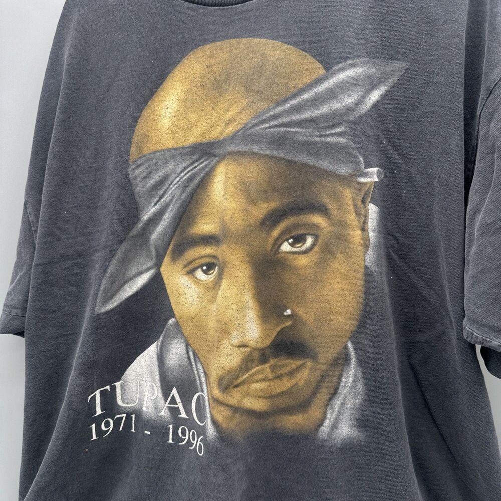 Vtg Tupac Shakur Tribute T-Shirt XXL Single Stitch Black 1996 Tap Hip Hop And1
